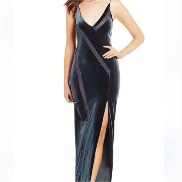 Free People Spliced Velvet Maxi Dress in BLUE - Picture 1 of 6